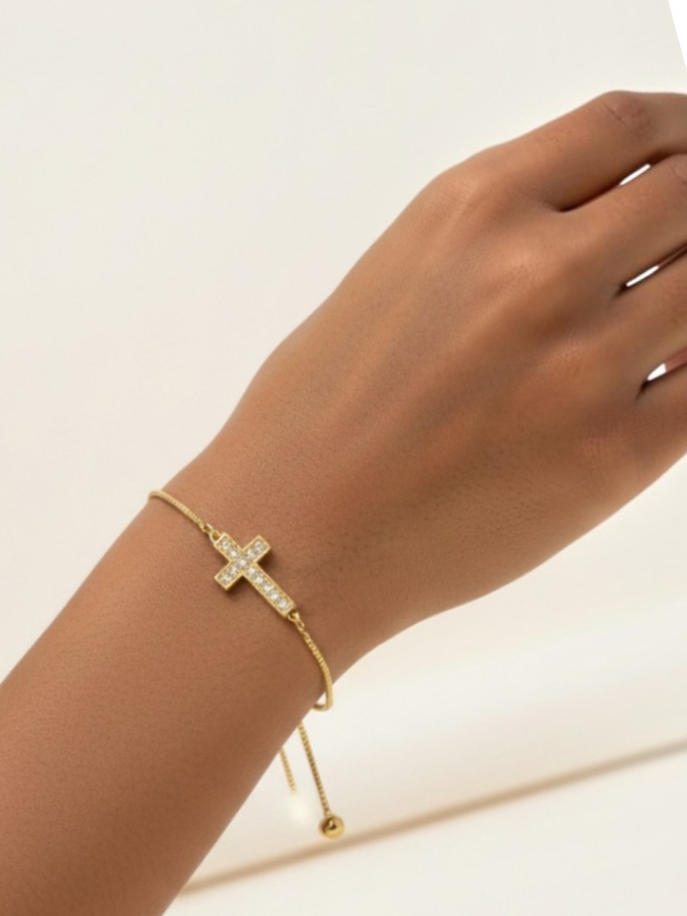 Swarovski Gold Cross Bracelet with Clear Crystals
